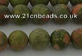 CRO1063 15.5 inches 10mm round matte unakite beads wholesale