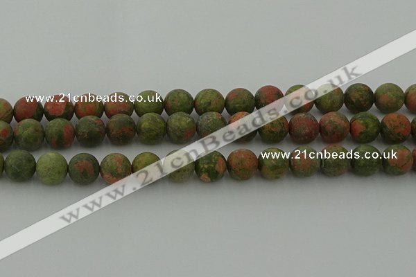 CRO1064 15.5 inches 12mm round matte unakite beads wholesale