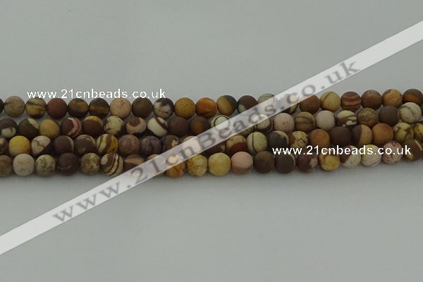 CRO1072 15.5 inches 8mm round matte brown zebra jasper beads