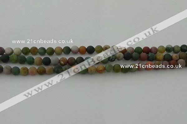 CRO1081 15.5 inches 6mm round matte Indian agate beads wholesale