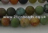 CRO1082 15.5 inches 8mm round matte Indian agate beads wholesale