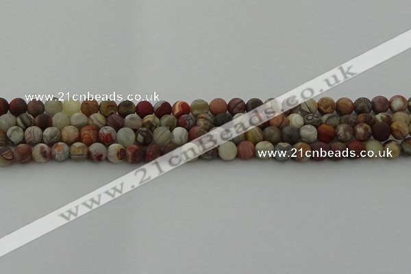 CRO1091 15.5 inches 6mm round matte laguna lace agate beads