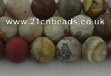 CRO1092 15.5 inches 8mm round matte laguna lace agate beads