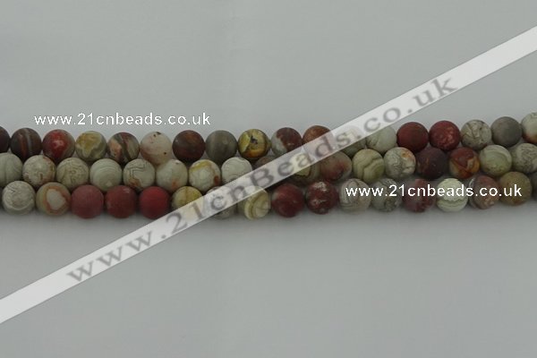 CRO1092 15.5 inches 8mm round matte laguna lace agate beads