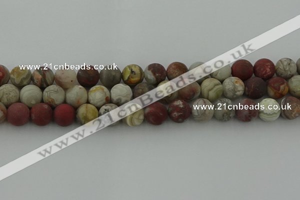 CRO1094 15.5 inches 12mm round matte laguna lace agate beads