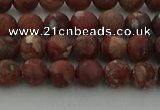 CRO1101 15.5 inches 6mm round matte pomegranate jasper beads