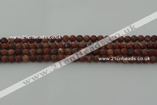 CRO1101 15.5 inches 6mm round matte pomegranate jasper beads