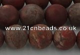 CRO1104 15.5 inches 12mm round matte pomegranate jasper beads