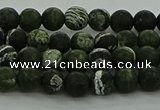 CRO1120 15.5 inches 4mm round matte green silver line jasper beads