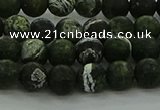 CRO1121 15.5 inches 6mm round matte green silver line jasper beads