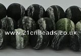 CRO1123 15.5 inches 10mm round matte green silver line jasper beads