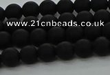 CRO1131 15.5 inches 6mm round matte black agate gemstone beads