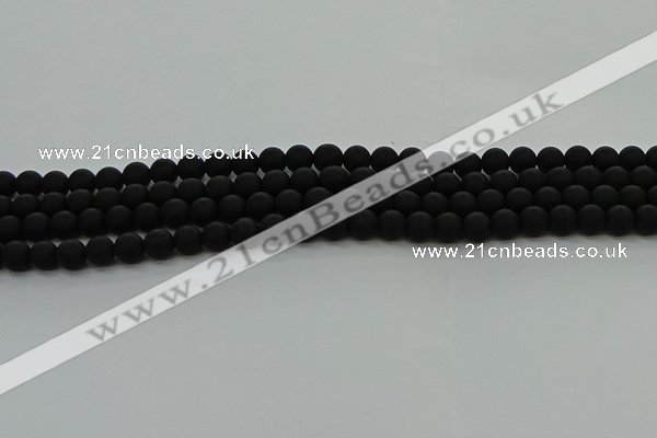 CRO1131 15.5 inches 6mm round matte black agate gemstone beads