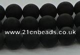 CRO1132 15.5 inches 8mm round matte black agate gemstone beads