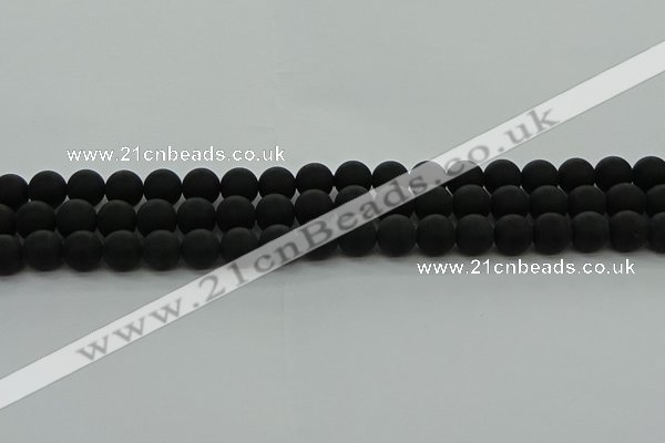 CRO1132 15.5 inches 8mm round matte black agate gemstone beads