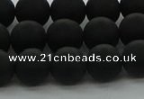 CRO1133 15.5 inches 10mm round matte black agate gemstone beads