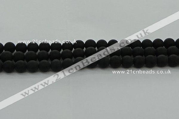 CRO1133 15.5 inches 10mm round matte black agate gemstone beads