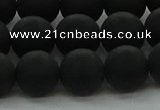 CRO1134 15.5 inches 12mm round matte black agate gemstone beads