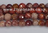 CRO1188 15.5 inches 4mm faceted round red porcelain beads