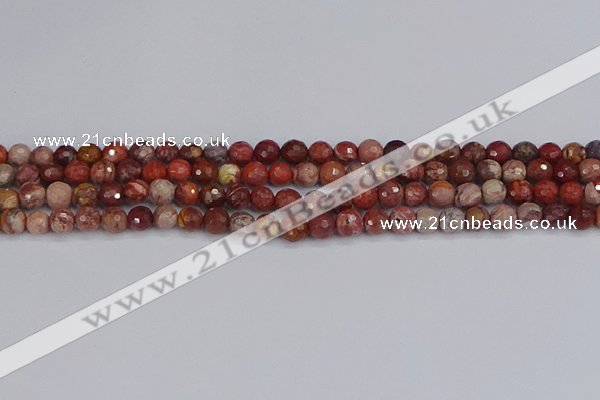 CRO1189 15.5 inches 6mm faceted round red porcelain beads