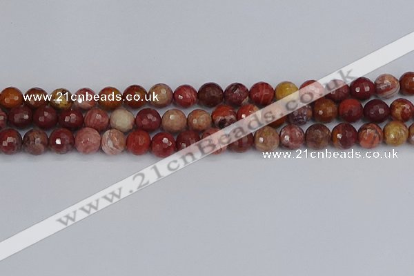 CRO1191 15.5 inches 10mm faceted round red porcelain beads