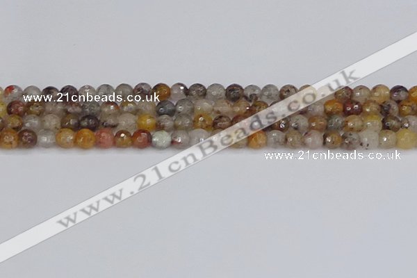 CRO1196 15.5 inches 6mm faceted round mixed lodalite quartz beads