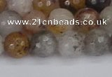 CRO1197 15.5 inches 8mm faceted round mixed lodalite quartz beads