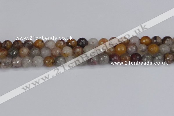 CRO1197 15.5 inches 8mm faceted round mixed lodalite quartz beads