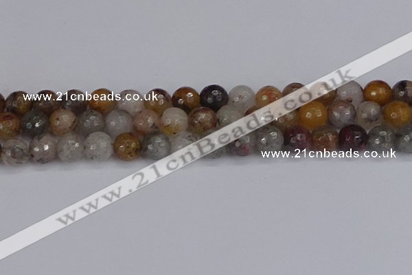 CRO1198 15.5 inches 10mm faceted round mixed lodalite quartz beads