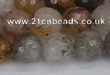 CRO1199 15.5 inches 12mm faceted round mixed lodalite quartz beads