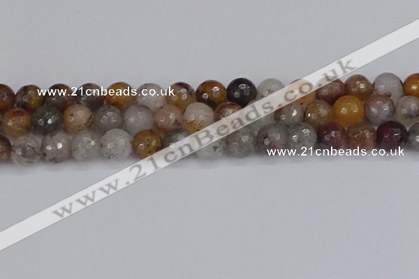 CRO1199 15.5 inches 12mm faceted round mixed lodalite quartz beads