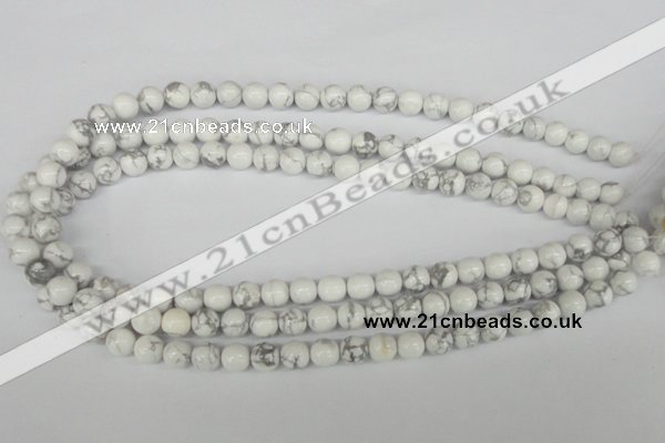 CRO132 15.5 inches 8mm round white howlite turquoise beads wholesale