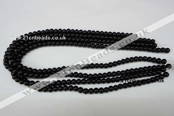 CRO21 15.5 inches 6mm round black agate gemstone beads wholesale