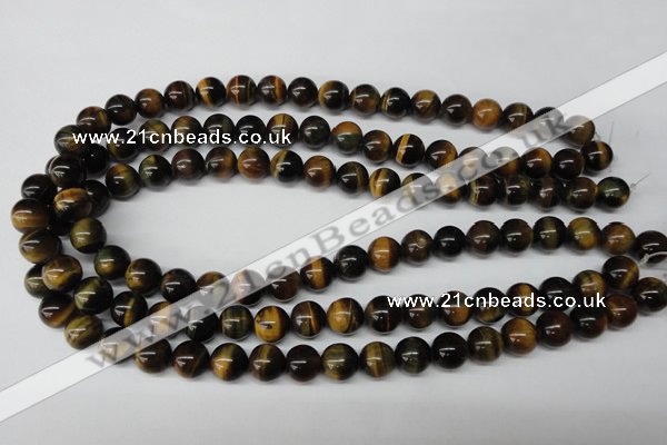 CRO217 15.5 inches 10mm round yellow & blue tiger eye beads wholesale