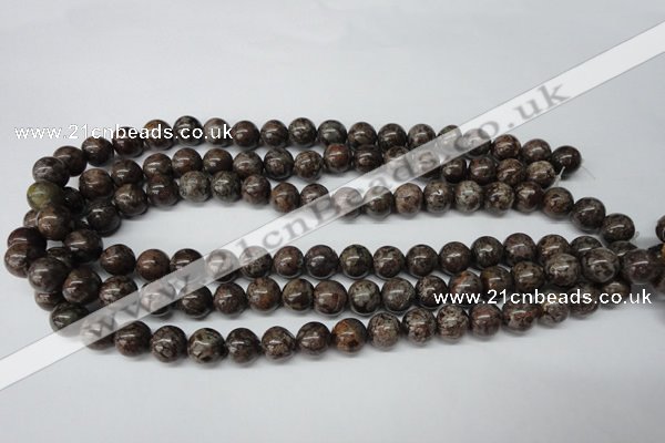 CRO224 15.5 inches 10mm round Chinese snowflake obsidian beads wholesale