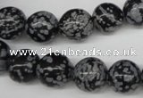 CRO284 15.5 inches 12mm round snowflake obsidian beads wholesale