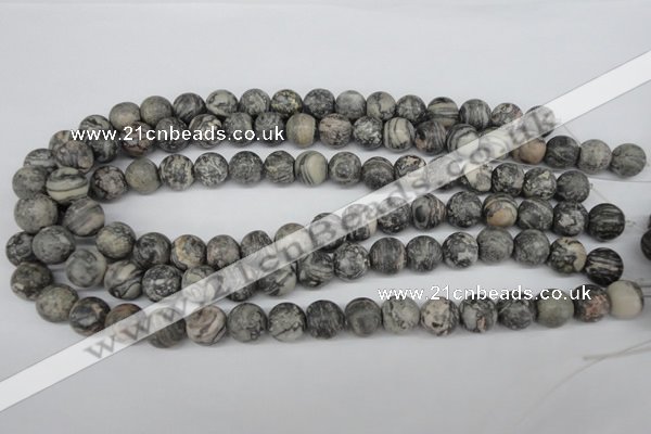 CRO322 15.5 inches 12mm round grey picasso jasper beads wholesale