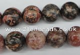 CRO324 15.5 inches 12mm round red leopard skin jasper beads wholesale