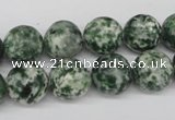 CRO348 15.5 inches 12mm round green spot gemstone beads wholesale