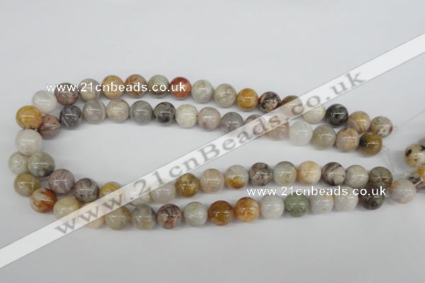 CRO384 15.5 inches 14mm round bamboo leaf agate beads wholesale