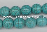 CRO395 15.5 inches 14mm round synthetic turquoise beads wholesale