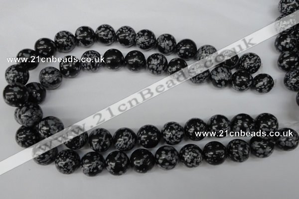 CRO404 15.5 inches 14mm round snowflake obsidian beads wholesale