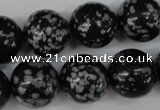 CRO426 15.5 inches 16mm round snowflake obsidian beads wholesale