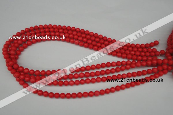 CRO44 15.5 inches 6mm round synthetic coral beads wholesale