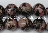 CRO452 15.5 inches 16mm round rhodonite gemstone beads wholesale