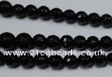 CRO702 15.5 inches 6mm – 14mm faceted round black agate beads