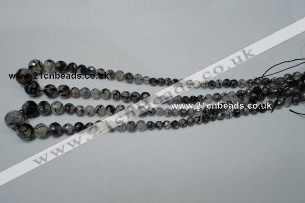 CRO704 15.5 inches 6mm – 14mm faceted round dragon veins agate beads