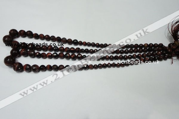 CRO708 15.5 inches 6mm – 14mm faceted round red tiger eye beads