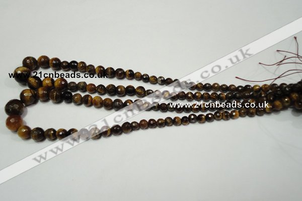 CRO710 15.5 inches 6mm – 14mm faceted round yellow tiger eye beads