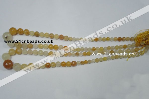 CRO726 15.5 inches 6mm – 14mm faceted round yellow jade beads